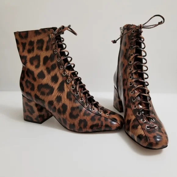 🆕️⬇️🎉HOST PICK🎉 Schutz Kika Square Toe Leopard Print Patent Leather Booties - Picture 4 of 13